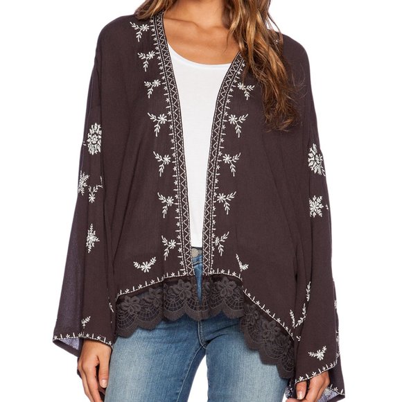 Free People Sweaters - Free People Embroidered Kimono Jacket